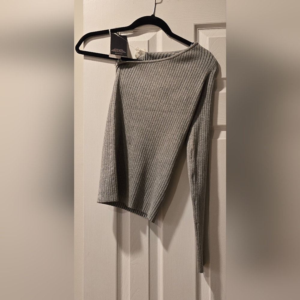 Cotton Candy Gray Off-the-Shoulder Sweater
